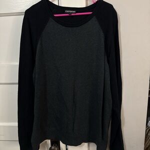 Express Women's Charcoal and Black Long Sleeve Top